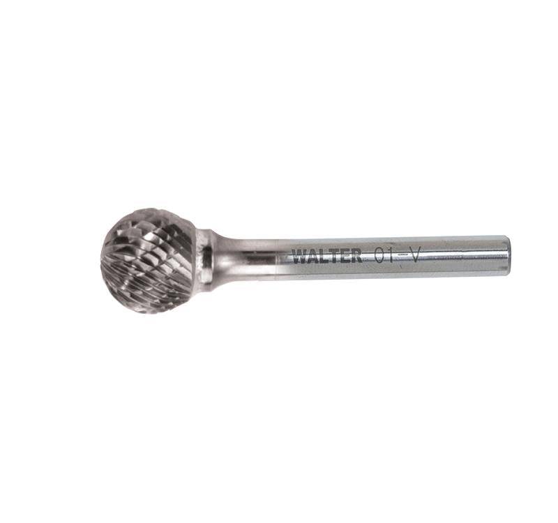 WALTER 01V609 carbide burr, high-precision rotary tool for metal grinding and shaping, shown in close-up view.
