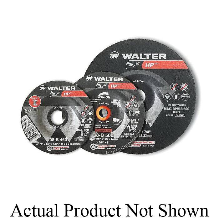 Walter 08-B 450 depressed center grinding wheel, Type 27S, for angle grinding, 4-1/2 inch diameter, 1/4 inch thick, 5/8-11 hub