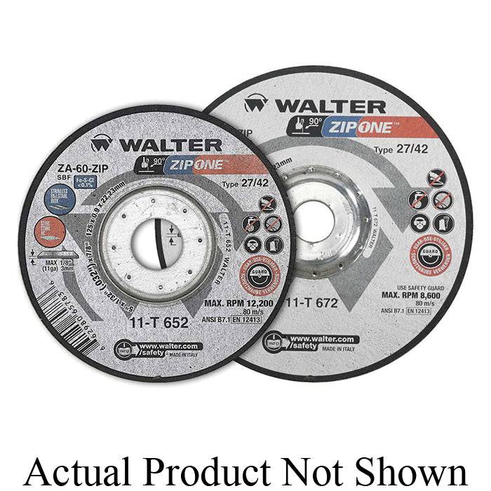 WALTER ZipOne 11-T 642 Type 27 depressed center cut-off wheel for angle grinders, 4-1/2 inch diameter, durable and precise.