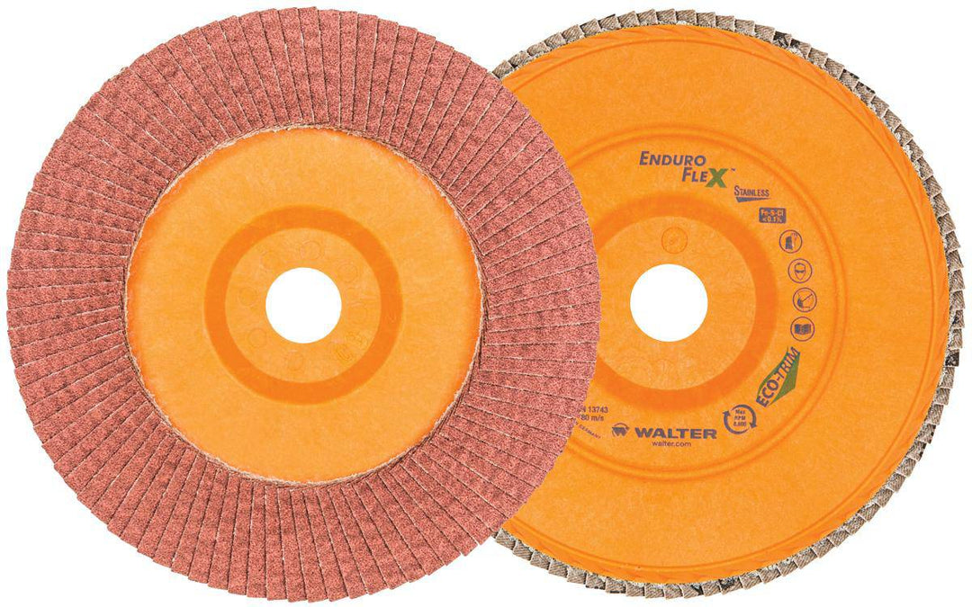WALTER Enduro-Flex 15Q706 Type 27 7-inch x 7/8-inch 40 Grit Flap Disc for grinding and finishing metal surfaces.