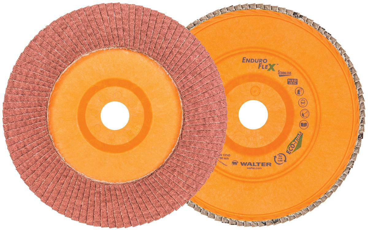 WALTER Enduro-Flex 15Q706 Type 27 7-inch x 7/8-inch 40 Grit Flap Disc for grinding and finishing metal surfaces.