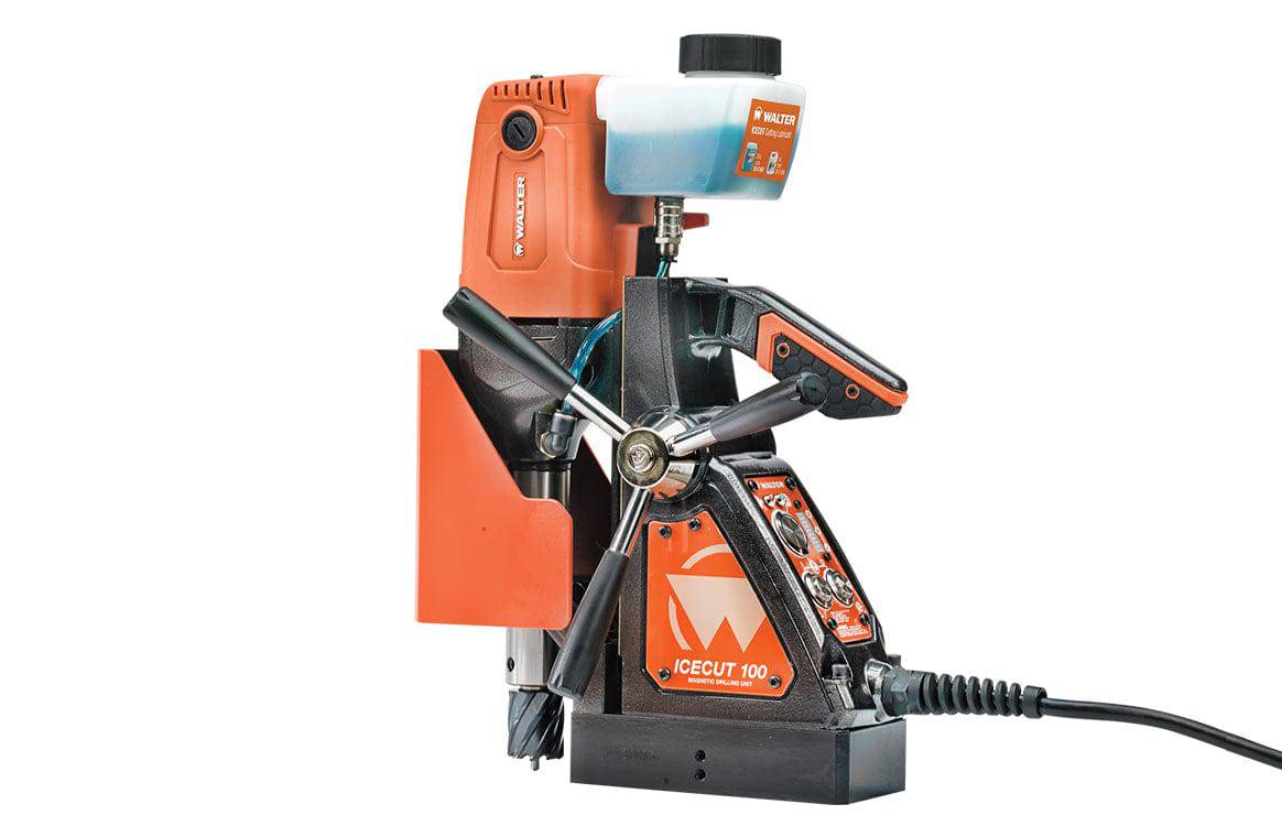 WALTER Icecut 39D100 magnetic drilling unit, industrial drill with magnetic base for precise metal cutting applications.