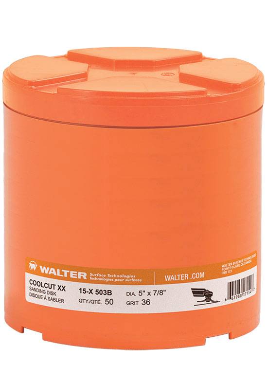 WALTER COOLCUT XX 15X453B fibre disc with 36 grit aluminum oxide, 4-1/2 inch diameter, 7/8 inch arbor, for grinding and sanding