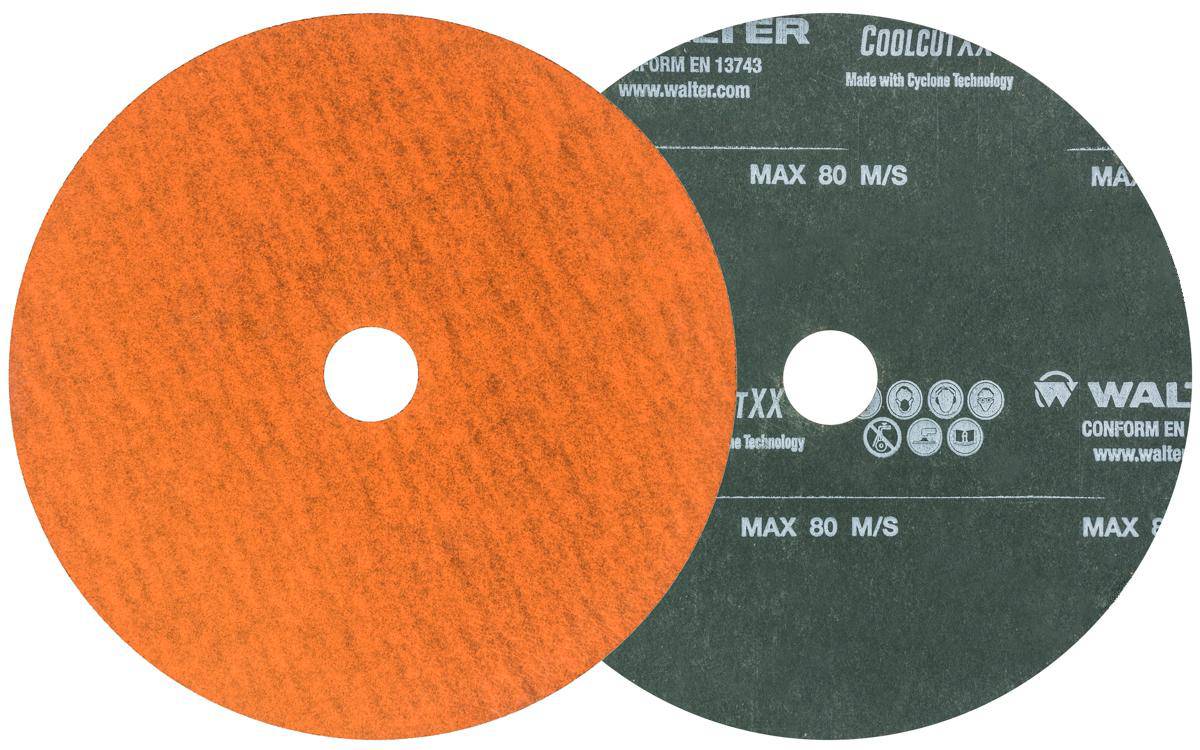 Walter CoolCut XX 15X602 fiber disc, 6 inch diameter, 24 grit aluminum oxide abrasive for grinding and surface preparation.