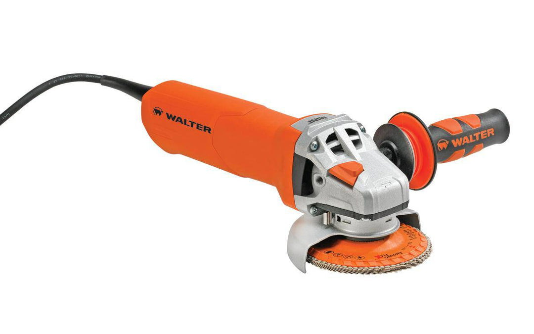 Walter 30A161 mini angle grinder with 4.5-inch disc, compact design, and powerful 10,000 RPM for precise grinding tasks.