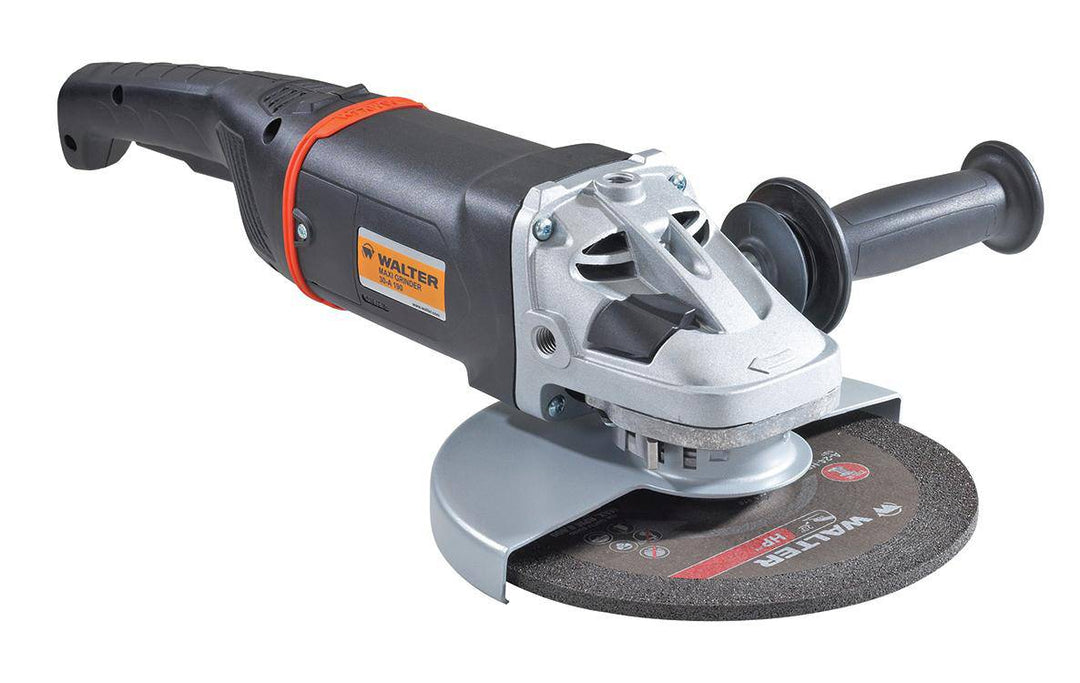 WALTER 30A190 9-inch Maxi Grinder with metal handle and abrasive wheel, used for heavy-duty grinding and material removal.