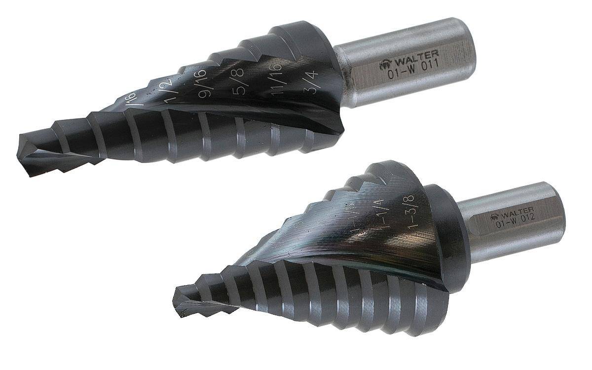 WALTER 01W101 multi-step drill bits set, 1/8 to 1/2 inch, metal drill bits with multiple steps for versatile drilling tasks