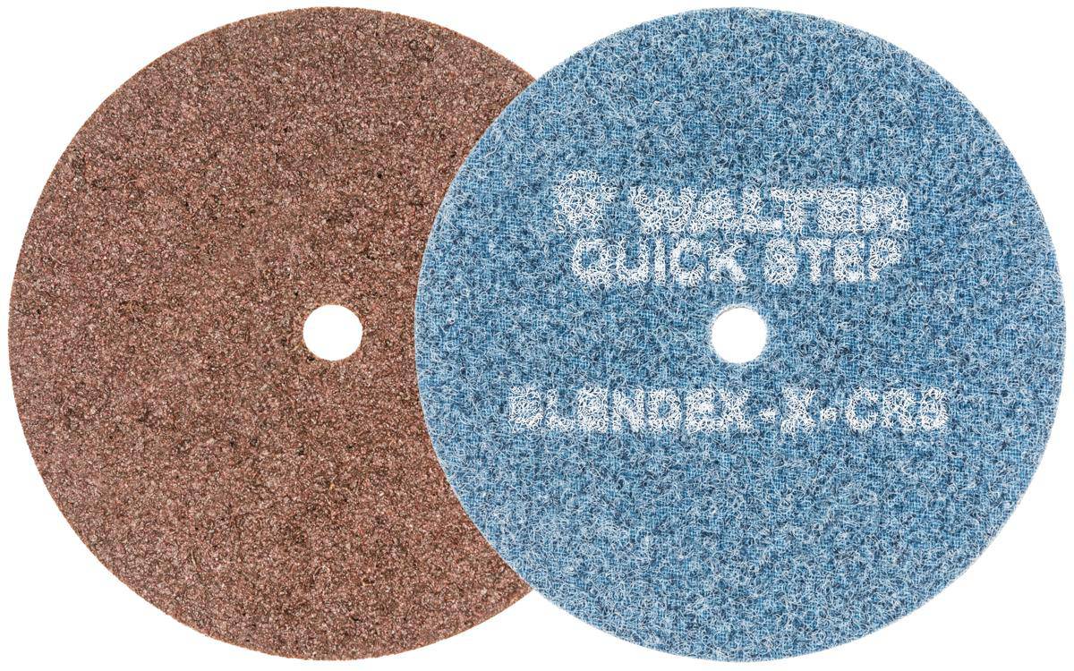 WALTER 07-X 450 depressed center non-woven cleaning disc, 4-1/2 inch diameter for surface finishing and cleaning.