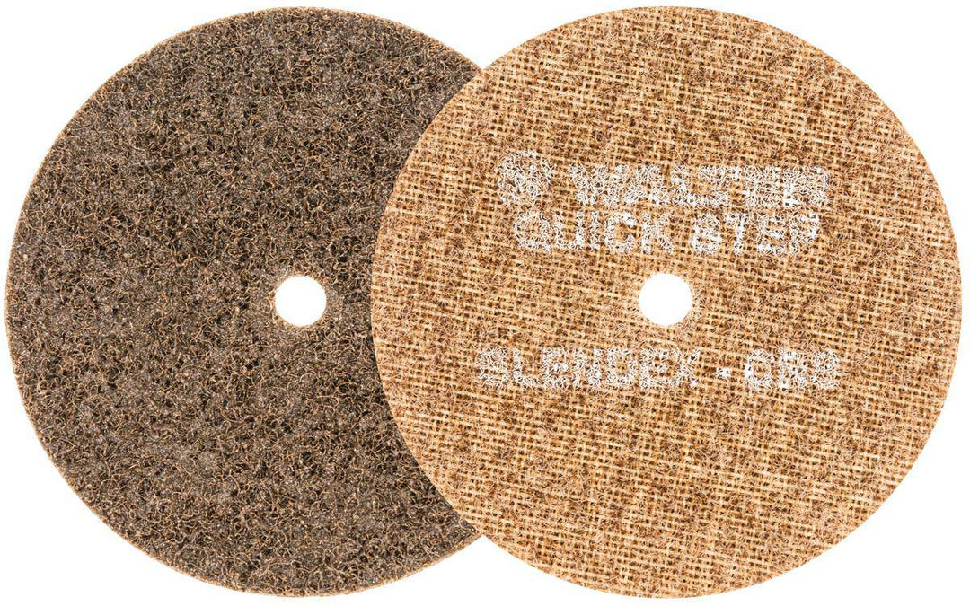 Walter 07X505 non-woven disc, 5-inch cup wheel with 3/4 x 5/8-11 FX threading, ideal for surface finishing and polishing.