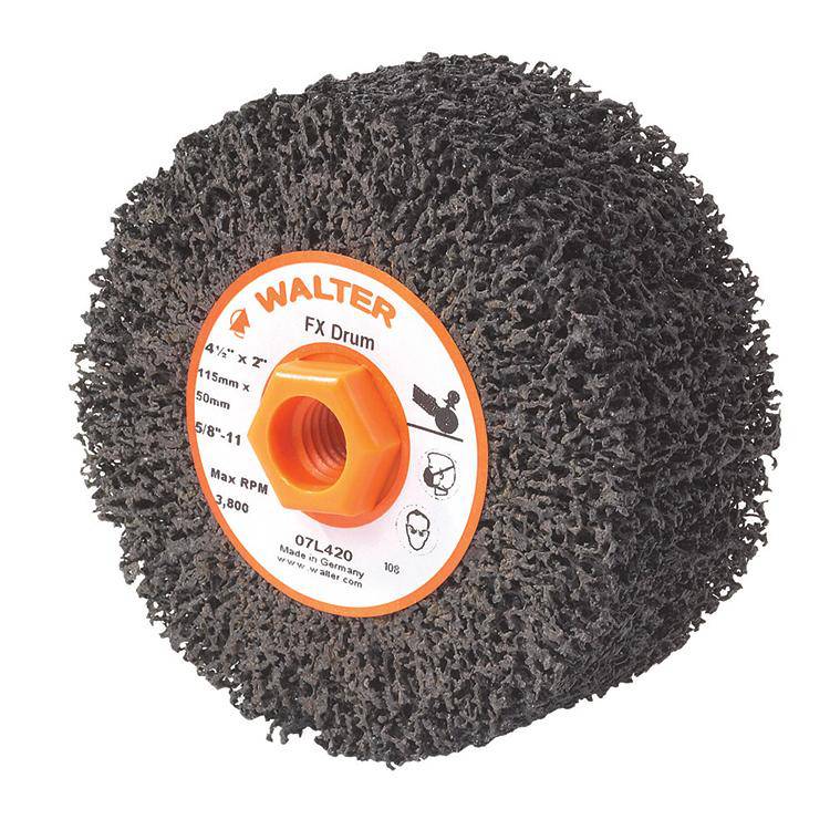 WALTER Blendex 07-R 454 non-woven scrim-backed disc for surface conditioning, 4.5-inch size, fine grit, Velcro attachment.