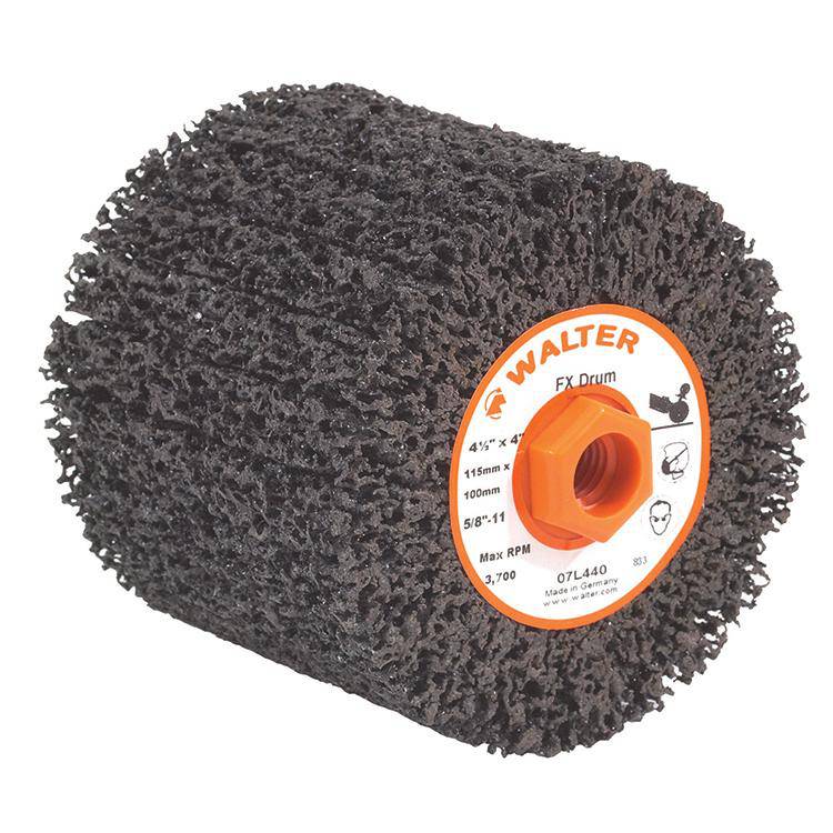 WALTER Blendex 07R455 4.5-inch super fine non-woven Velcro and scrim-backed disc for surface finishing and polishing.
