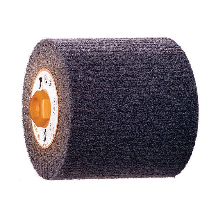 WALTER 07X120 non-woven wheels mounted on a tool, 2 inch by 1 inch size, used for surface finishing and polishing.