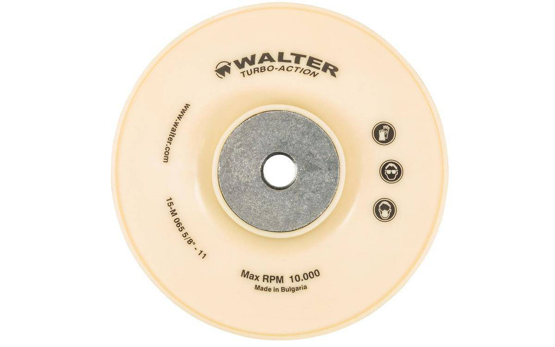 White 6-inch Turbo Pad by WALTER, ideal for polishing and surface finishing in industrial grinding applications.