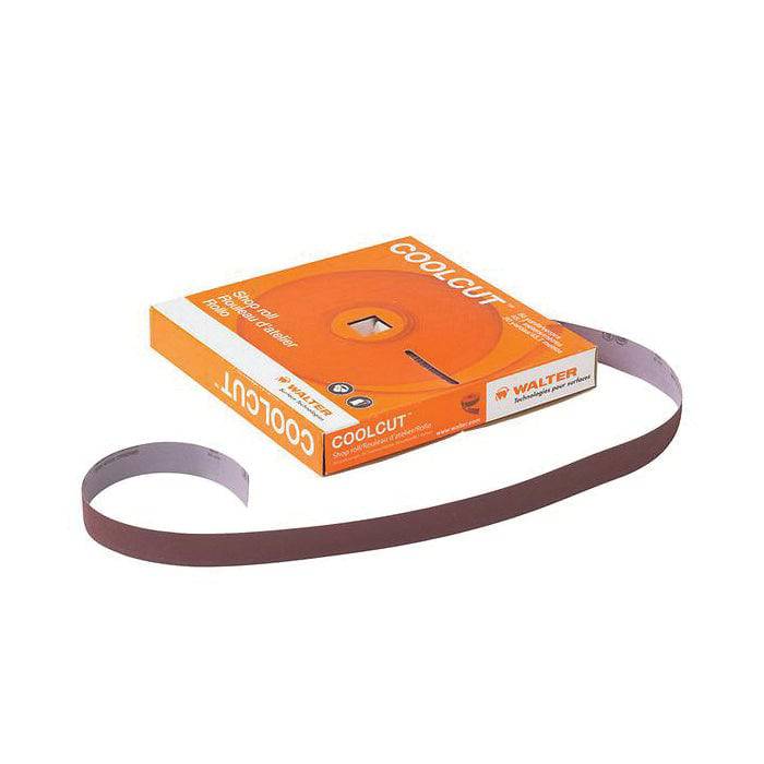 Walter CoolCut 14C318 shop cloth roll, 2-inch x 50 yards, 180 grit aluminum oxide, plain backing for surface finishing and grinding.