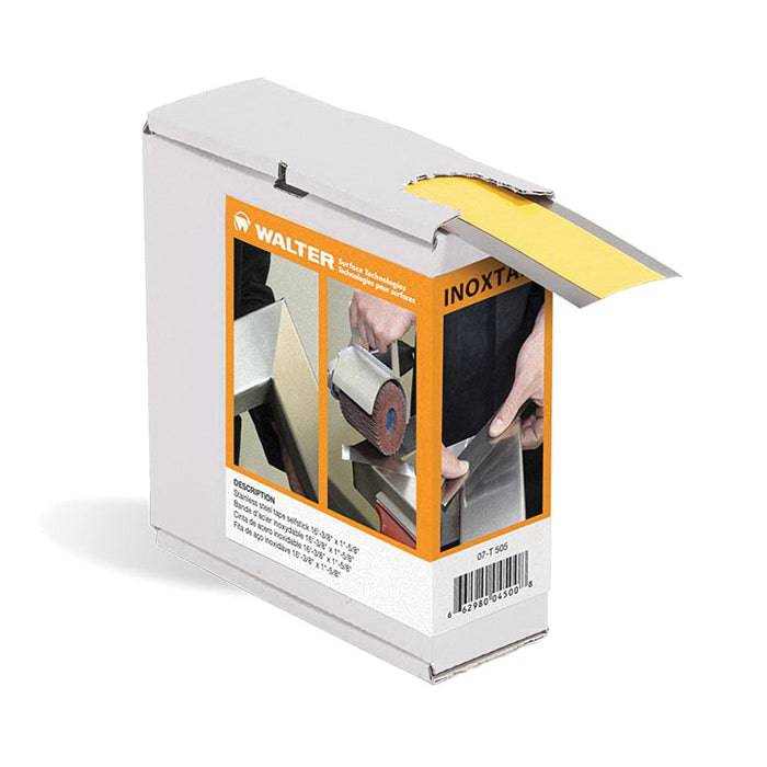 WALTER 07T100 stainless steel self-stick protective tape shown on a surface for corrosion resistance and surface protection.