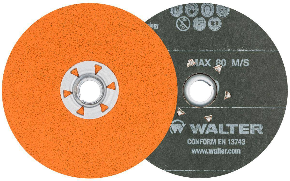 WALTER COOLCUT XX 15X476 4.5-inch 60 Grit Aluminum Oxide Quickchange Fibre Disc for grinding and surface finishing.