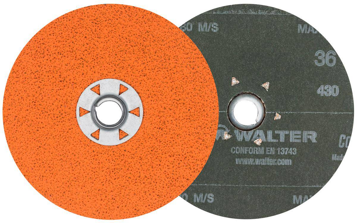 WALTER COOLCUT XX 15X523 5-inch 36 Grit Aluminum Oxide Quickchange Fibre Disc for grinding and finishing applications.