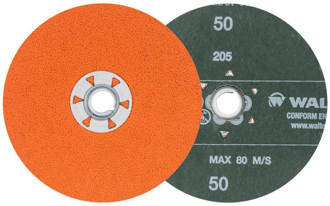 WALTER CoolCut XX 15x5 inch 50 Grit aluminum oxide quickchange fibre disc for grinding and surface finishing.