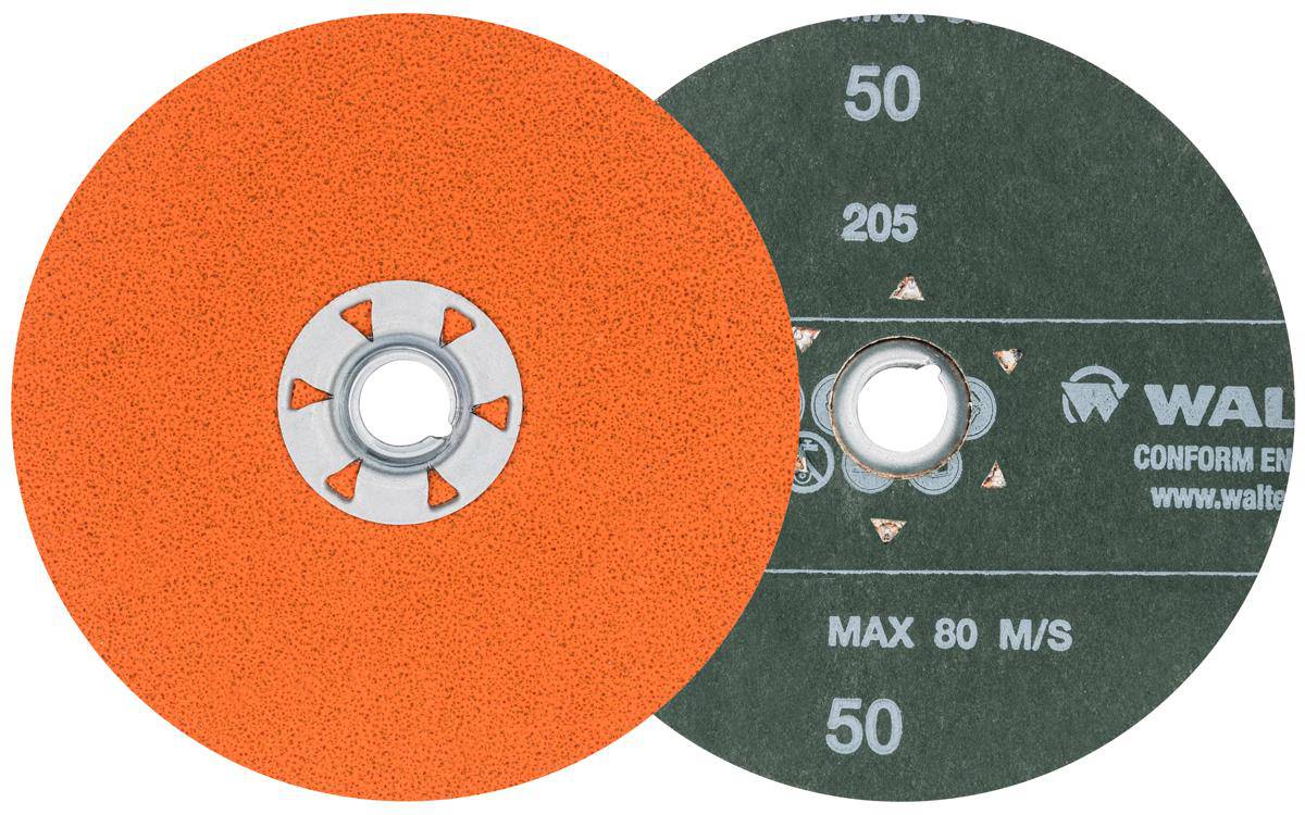 WALTER CoolCut XX 15x5 inch 50 Grit aluminum oxide quickchange fibre disc for grinding and surface finishing.