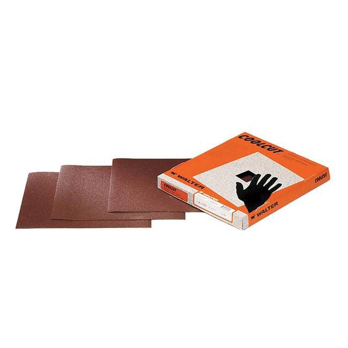 Walter CoolCut 14A910 sanding sheets, 100 grit aluminum oxide cloth, 9x11 inch regular sanding sheets for surface finishing.