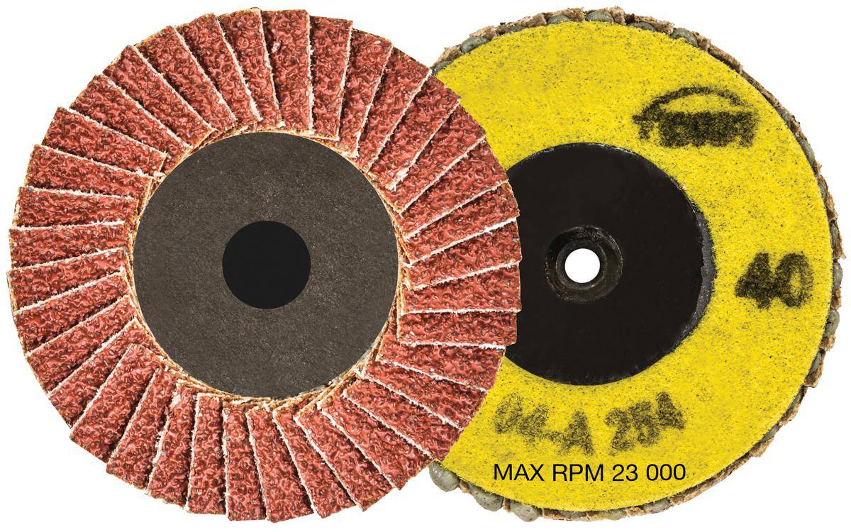 Walter 04A254 2.5-inch Roloc twist flap disc with 40 grit abrasive for grinding and finishing on metal surfaces.