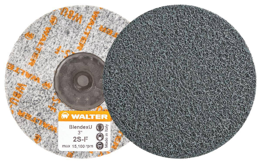 WALTER Blendex 04U321 3-inch Roloc Discs with U Twist-2SF for grinding and surface preparation.